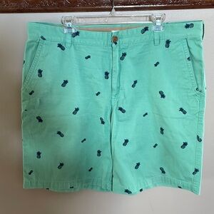 IZOD men’s Saltwater pineapple print chino cotton shorts flat front pockets 40
